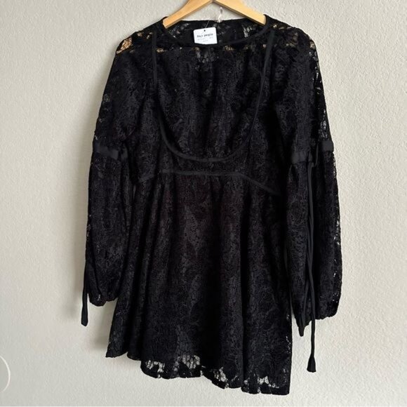 Free People Ruby Black Lace Mini Boho Dress Size Small new with Tags - Picture 3 of 11